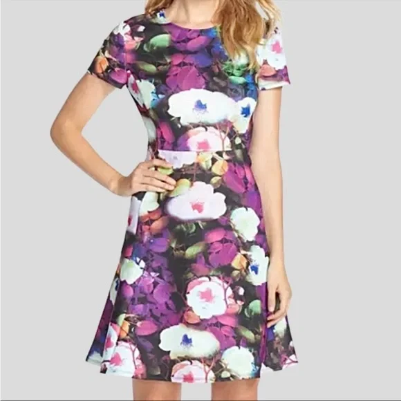 Betsey Johnson Floral Scuba Fit & Flare Dress 4